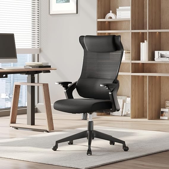 EUREKA ERGONOMIC OC77 Mesh Office Chair, Ergonomic Office Chair, Home Office Desk Chairs with Oversized Headrest and 3D Armrests, Computer Desk Chair, Black