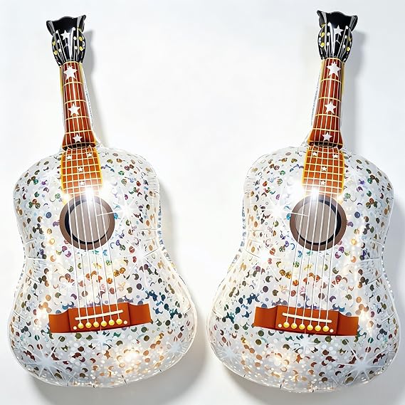 2 Pcs Giant Guitar Party Balloons 35 Inch/Music Note Guitar Birthday Party Decorations/Taylo Singer Party Decorations/Demon Hunters Rock Guitar Supplies/Disco Balloons Inflatable Guitar Ball Balloons