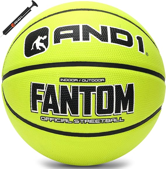 AND1 Fantom Rubber Basketball: Official Regulation Size 7 (29.5 inches) - Deep Channel Construction Streetball, Made for Indoor Outdoor Basketball Games