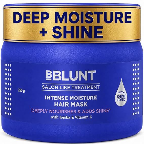 BBLUNT Intense Moisture Hair Mask with Jojoba Oil & Vitamin E Deep Conditioning Hair Mask for Dry, Frizzy & Damaged Hair, Moisturizing Treatment that Nourishes, Smooths & Adds Shine, 8.8 oz (250 g)