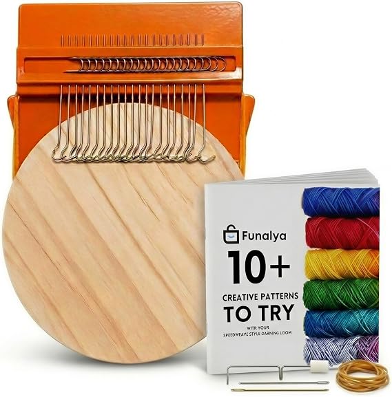 Funalya 21-Hook Darning Loom with Manual for Jeans, Socks, Sweater