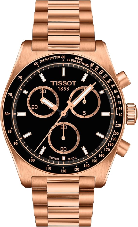Tissot PR516 Chronograph, Swiss Quartz Watch for Men, Stainless Steel Case and Bracelet with Rose Gold PVD Coating, 41mm, T1494173305100
