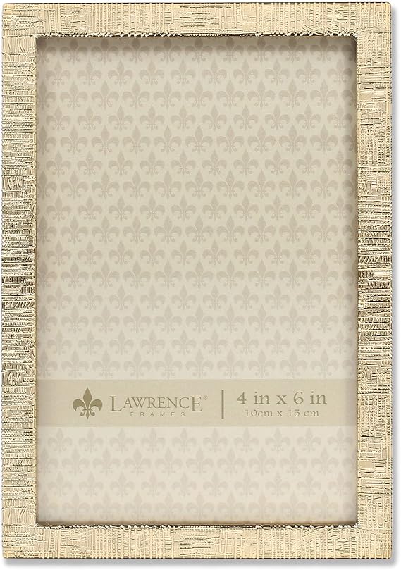 Lawrence Frames 712346 4x6 Gold Metal Linen Pattern Picture Frame