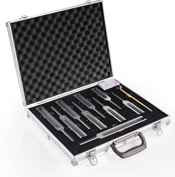 PPOLB Solfeggio Tuning Fork Set, 9 Solfeggio Tuning Forks for Healing, Sound Therapy, 6 Standard Frequencies and Missing 3 Frequencies Tuning Forks Set with Tuning Fork Activator and Gift Box
