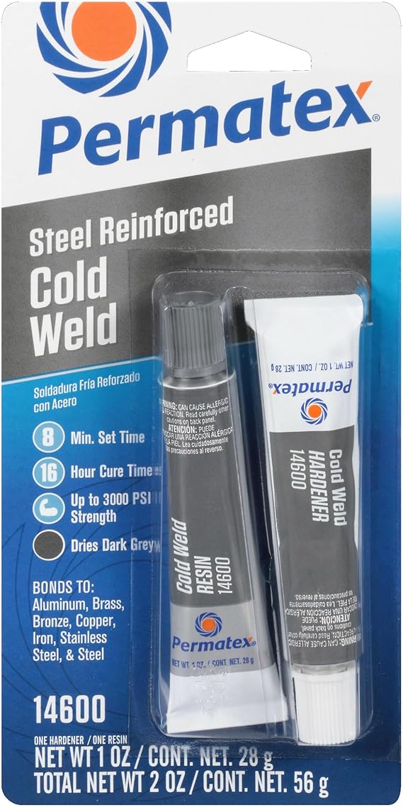 Permatex 14600 Cold Weld Bonding Compound, Two 1 oz. Tubes