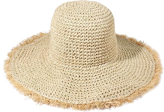 Sun Hats Women Straw Hats Wide Brim Summer Beach Hats Foldable Fringed Floppy Fedora Hats Summer Vacation Accessory
