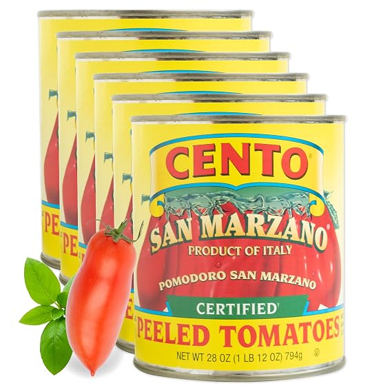 Cento Certified San Marzano Whole Peeled Tomatoes with Basil, 28 oz, 6 Pack