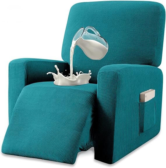 Granbest Premium Water Repellent Recliner Chair Cover High Stretch Jacquard Fabric Recliner Slipcover with Pockets (Recliner, Blackish Green)