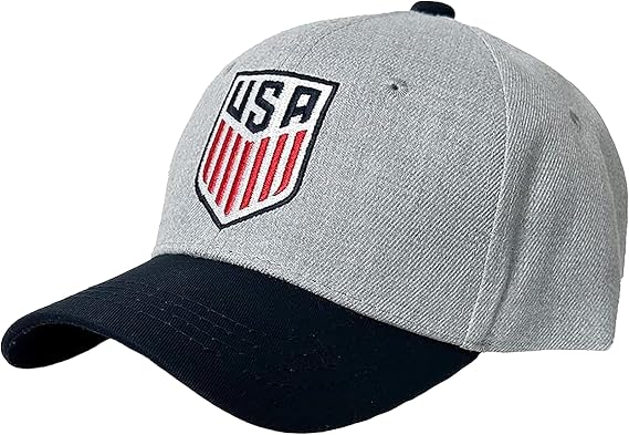 Icon Sports U.S. Soccer Cap, USA Adjustable Cap Gray