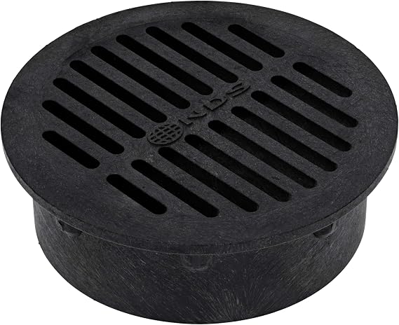 NDS 40, Grate Cover, Connects to Round 6 in. Speed-D Catch Basin 6 Inch Drain Pipes & Fittings, for Small Lawns, Landscaping, and Patios, Black Plastic