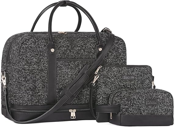 Weekender Bag for Women Canvas Overnight Bag Large Travel Tote Bag Carry on Shoulder Duffle Bag With Shoe Compartment,Perfect for Travel/Daily Use/Birthday Gift ...