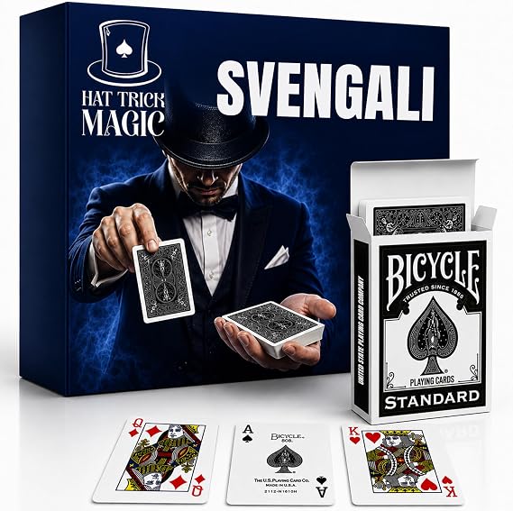 Black Bicycle Svengali Deck, Card Tricks Beginner to Pro | Perform appearing, teleporting, transforming illusions. For all skill levels, beginner to professional. Black deck included.