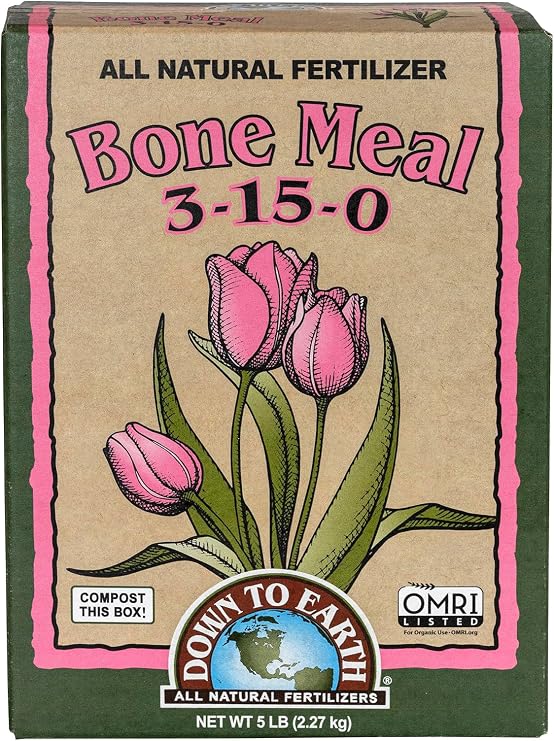 Down To Earth All Natural Fertilizers Organic Bone Meal - 3-15-0, 5 lb | High Phosphorus Plant Food for Buds, Bulbs, Blooms, Flowers, Onions, Garlic, Great Source of Calcium