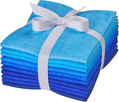 Craftido - 11 Options Solids with Tweed Tonals - Assorted Color Cotton Quilting Fabric Bundles 10pcs Fat Quarters 18x21 - Medium Weight 5.2oz - for Quilting, Sewing and Crafts Different Blues