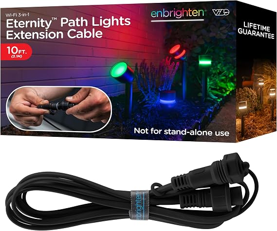 Enbrighten Vibe Eternity Path Light Extension Cord, 10ft, Not for Standalone Use, Enbrighten Eternity Path Lights Needed, Extendable up to 46ft, 86182