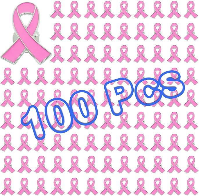 12/25/50/100/200/300/400 Pieces Breast Cancer Pins Breast Cancer Awareness Bulk Items Pink Hope Ribbon Lapel Pins Enamel Jewelry Brooches Pins for Women