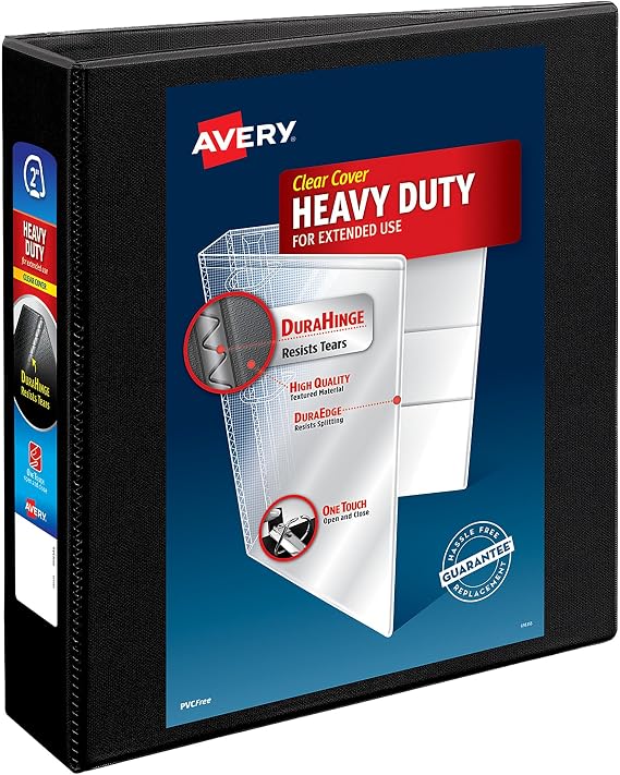 Avery Heavy-Duty View 3 Ring Binder, 2" Slant Rings, 1 Black Binder