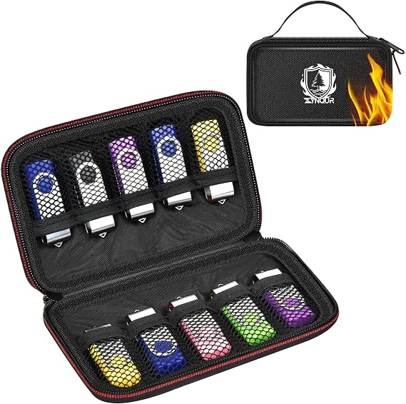 Fireproof Flash Drive Case, 10 XL Slots for Office and Trave, Black | Portable Handle, 180-Degree Opening, USB Organizer for Professionals, Desk and Laptop Bag, Case Only