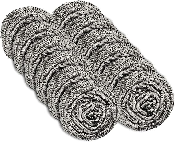 12 Pack Stainless Steel Scourers by Scrub It Steel Wool Scrubber Pad Used for Dishes, Pots, Pans, and Ovens. Easy scouring for Tough Kitchen Cleaning.