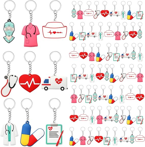 Henoyso 72 Pcs Nurse Appreciation Gifts 2026 Cna Week Gifts for Women Nursing Silicone Keychain Bulk for Graduation Medical