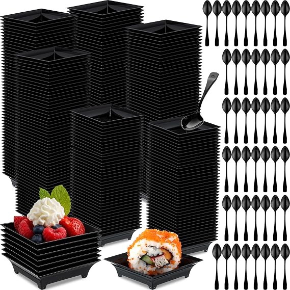 800 Pcs Mini Appetizer Plates with Spoons, Disposable Plastic