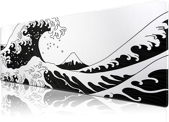 Klasse Pro - 10 Farklı Model Dikişli Kenar 90x40 cm Oyuncu Gaming Mouse Pad (Oki Nami Ura, 90x40 cm)