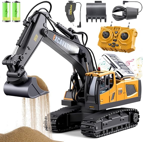 Remote Control 3-in-1 Excavator Toys, 13 Channel 1:20 RC Construction Truck | 680Rotation, RC Car Digger Vehicles Toys, Christmas Birthday Gifts for 3 4 5 6 7 8 9 10 11 12 Year Old Boys Girls Kids