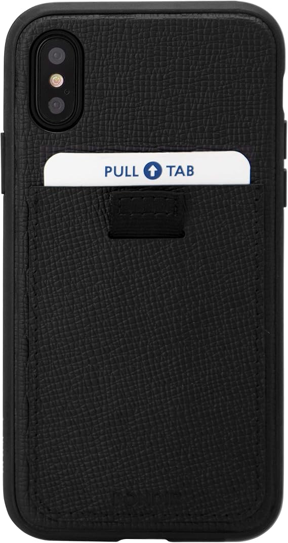 iPhone X/XS, Black Leather Wallet (Card Holder Cell Phone Case) [Military Drop Test Certified] for Apple (5.8") iPhone X, iPhone Xs