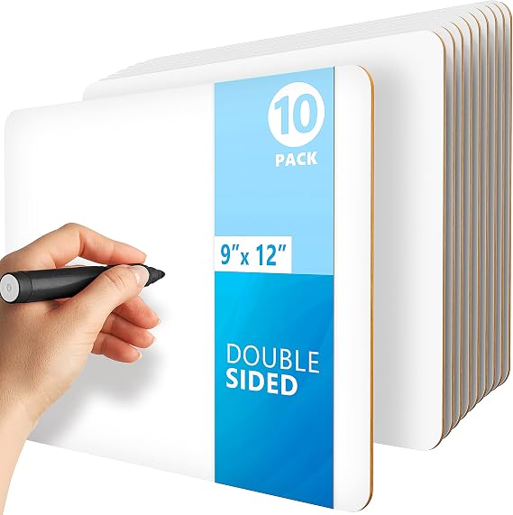 10 Pack 9x12 Small White Board for Students - Small Dry Erase Boards - Double Sided Mini Whiteboard - Smal Whiteboards Lapboards - Personal Dry Erase Board Kids - Mini White Boards for Classroom