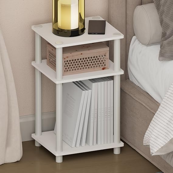 Furinno JUST Toolless 3-Tier Night Stand, Open Storage, White