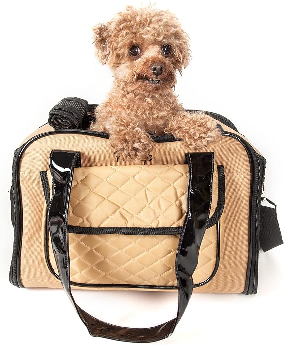 Pet Life 'Mystique' Fashion Designer Travel Soft-Folding Airline Apprived Pet Dog Carrier with Quilted Front Pocket
