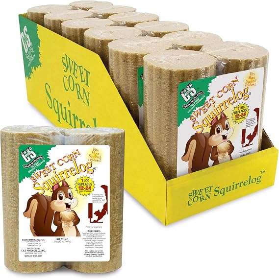 C&S Sweet Corn Squirrelog Refill, Food for Wild Squirrels, 2 Pounds