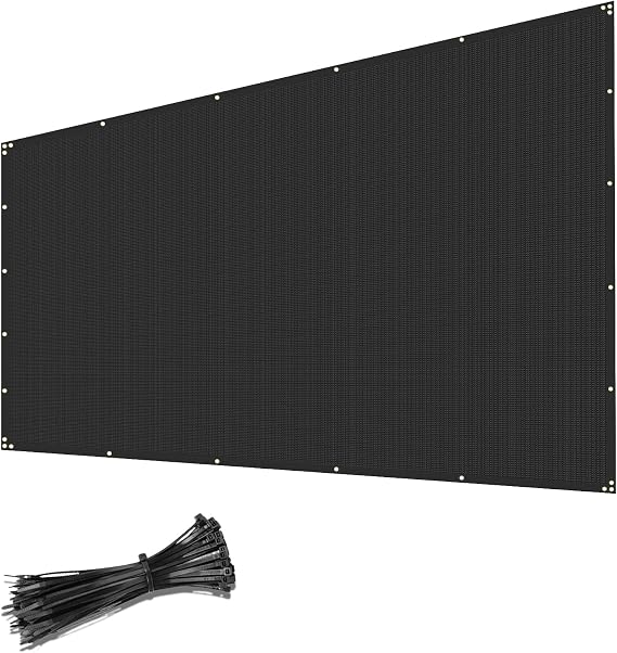 Coarbor 6' x 12' Fence Privacy Screen Heavy Duty Windscreen Fencing Mesh Shade Net Cover with Reinforced Bindings & Rustproof Grommets for Outdoor Patio, Balcony, Pool Deck, Black
