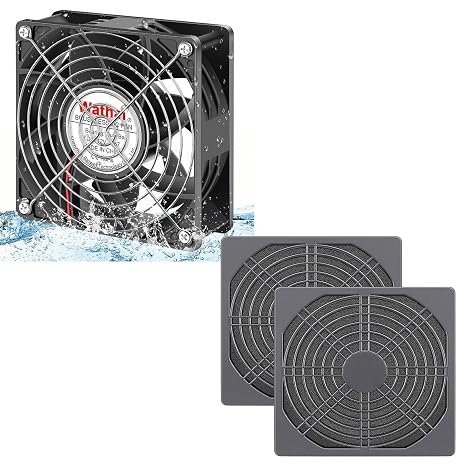 Wathai 120mm x 38mm 12V Waterproof Exhaust Cooling Fan Dual Ball High Preformance with Fan Cover Filter