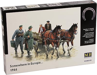 Master Box Somewhere in Europe 1944 4 Figures, 2 Horses and Cart Figure Model Building Kits 1:35 Scale