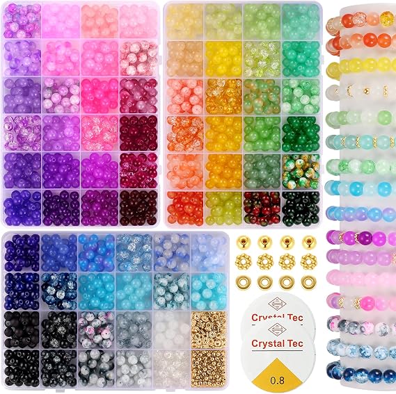 Glass Beads Bracelet Making Kit, 70 Colors Crystal Beads for Jewelry Making
