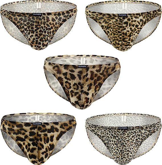 Men's Soft Briefs Cotton Stretch Underwear Sexy leopard Low Rise