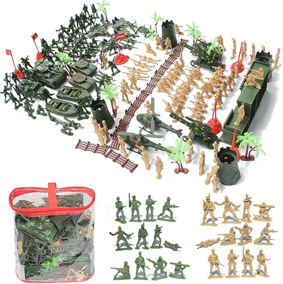 Jorzer WW2 Toys Set Realistic Armed DIY-Friendly Army Men Playset Includes Toy Soldiers, Tank, Barracks & More Developmental Hands-on Action F
