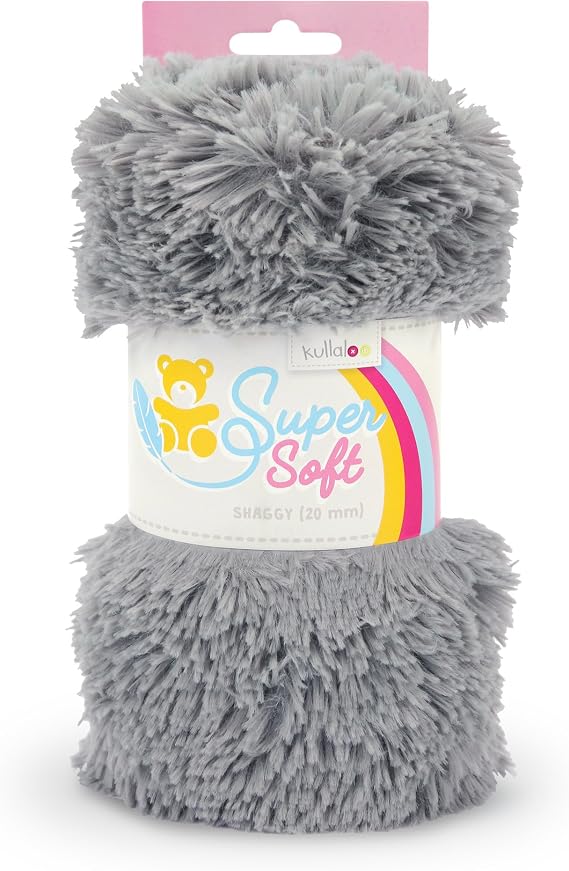 kullaloo Grey Faux Fur Fabric [3/4 inch Pile, 20 mm] | Shaggy Plush Minky Fabric for Sewing | 39.5x29.5 (More Fabric Than Half Yard) | Ideal for Plushies, Crafts, Costumes, Upholstery | Silver Grey