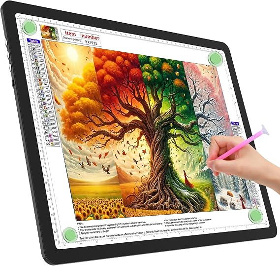 TOHETO A3 Light Board for Diamond Painting, Super Bright Magnetic Light Pad with Side Buttons, Lightbox for Tracing and Drawing, Corded Light Table for Sketching, Animation, Weeding Vinyl Black