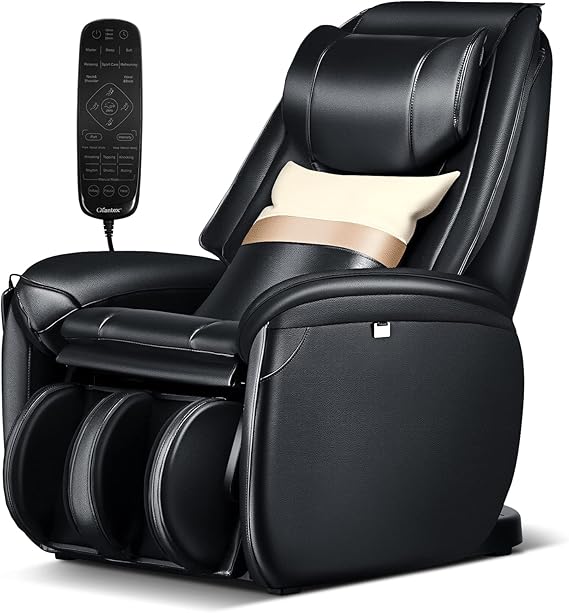 COSTWAY Massage Chair for Home, Electric Massagers Zero Gravity 3D SL Track Full Body Massage Recliner with Back Heater, Automatic Shoulder Detection, Airbag and Pillow, Relax Shiatsu Massager (Black)