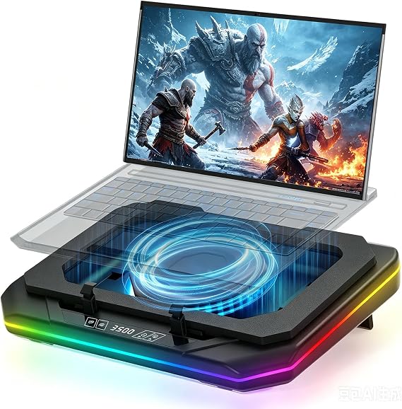 Cooling Pad for Asus ROG M16 M15 Zephyrus Strix G16 G17 G14 G15 S S17 | 14-17 inch Gaming Laptop, Cooler with Powerful Turbo Fan Can Fast Cooling CPU+GPU 40C, 6 RGB Light Mode,Touch Start