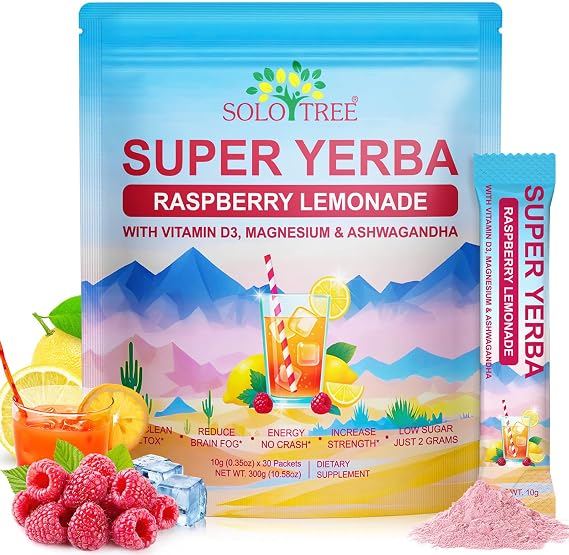 Yerba Mate Tea Instant Powder, Super Yerba Mate for Brain Fog & Gut Health, Super Calm Energy Drink Mix Packets, Stay Refreshed and Focused Throughout the Day - 30 Servings