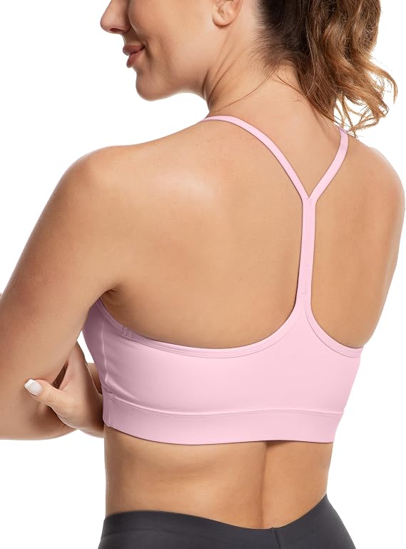MathCat Y Back Sports Bra for Women, Padded Racerback Sports Bra Tank Top, Spaghetti Thin Strap Workout Yoga Bra