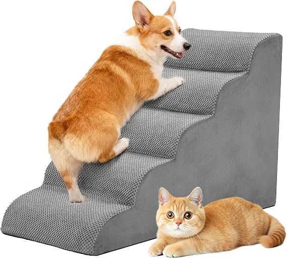 Dog Stairs for High Beds - 4 Step & 5 Step Pet Stairs for Small, Senior & Large Dogs - Soft Safety Steps for Bed & Sofa Access - Available