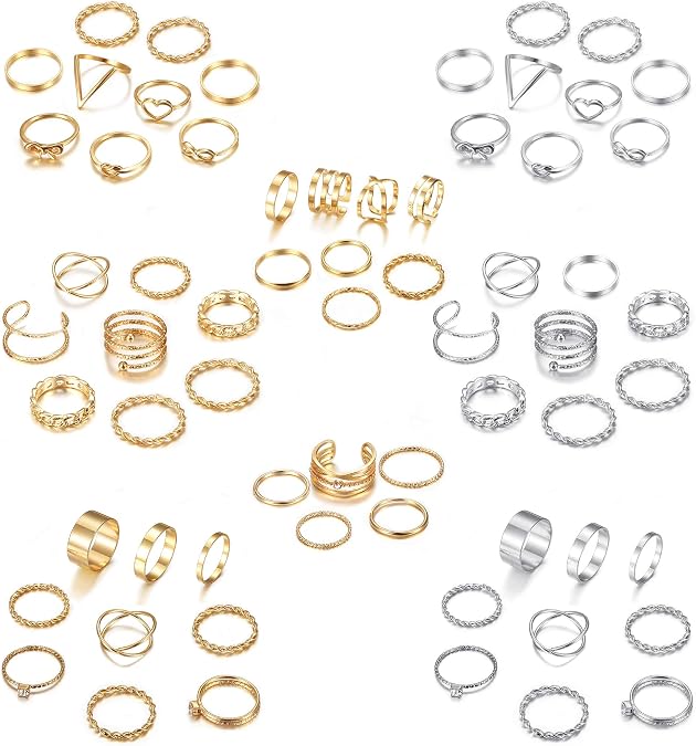 Bohemian Knuckle Ring Midi Set Hollow Silver Gold Vintage Stackable Rings