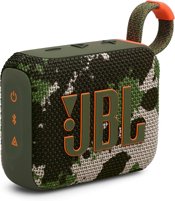 JBL GO4 Bluetooth Speaker, USB C Charging, IP67 Dustproof, Waterproof, App Compatible, Passive Radiator, Portable, Squad, JBLGO4SQUAD