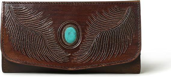 ADYAN Western Leather Small Wallet for Women Slim Bifold Multi Card Organizer Wristlet Wallet for Ladies
