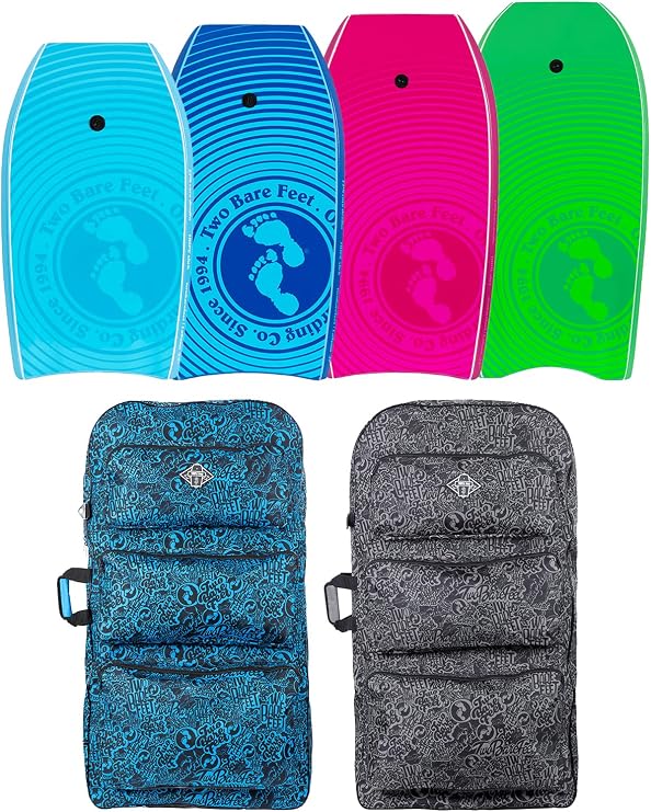 Two Bare Feet Lagoon Triple Bodyboard and Boardbag Package - 33" 37" 41" 42" 44" Bodyboards for Adults & Kids …