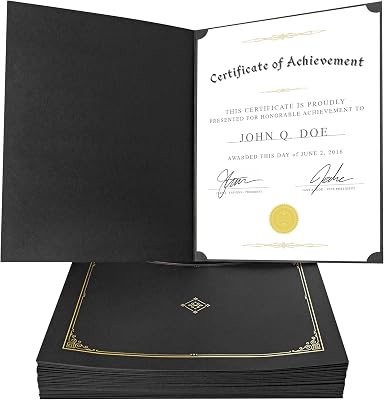Black Certificate Holders 30 Count 8.5 x 11 Multi Pack - Diploma Cover - Birth Certificate Holder for Travel - Certificate Paper 8.5 x 11 - Diploma Holder - Baby Dedication Certificates